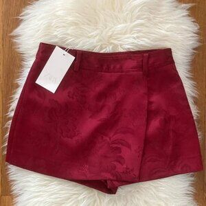 Zara High-Waist Jacquard Wrap Style Mini Skort